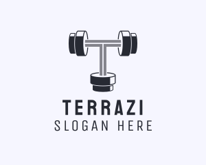 Fitness Dumbbell Letter T logo design