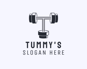 Fitness Dumbbell Letter T logo design