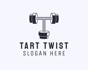 Fitness Dumbbell Letter T logo design