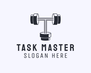 Fitness Dumbbell Letter T logo design