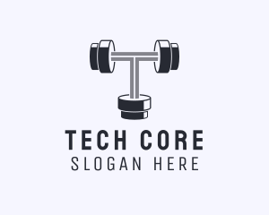 Fitness Dumbbell Letter T logo design