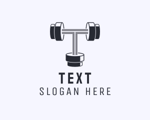 Fitness Dumbbell Letter T logo design