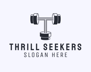 Fitness Dumbbell Letter T logo design