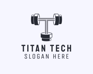 Fitness Dumbbell Letter T logo design