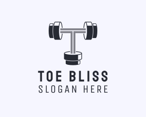 Fitness Dumbbell Letter T logo design