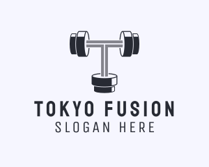 Fitness Dumbbell Letter T logo design