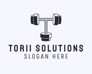 Fitness Dumbbell Letter T logo design