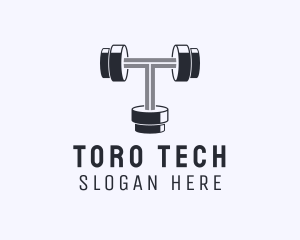 Fitness Dumbbell Letter T logo design