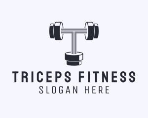 Fitness Dumbbell Letter T logo design