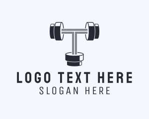 Crossfit - Fitness Dumbbell Letter T logo design