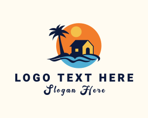 Hostel - Beach House Island logo design
