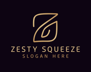 Gold Calligraphy Letter Z logo design