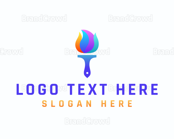 Paint Brush Torch Logo