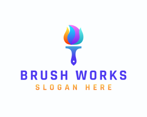 Brush - Paint Brush Torch logo design
