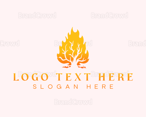 Tree Fire Burning Logo