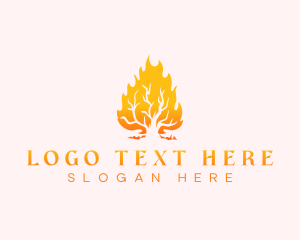 Burning - Tree Fire Burning logo design