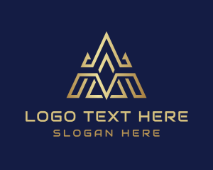 Gold - Pyramid Triangle Letter A logo design