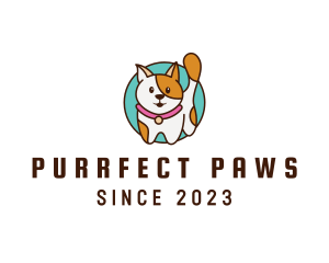 Happy Cute Pet Cat logo design