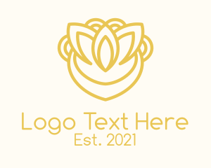 Plant - Golden Leaf Outline logo design