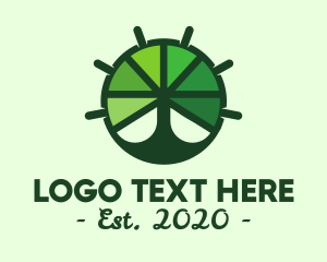 Green Steering Wheel Tree logo design