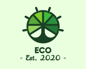 Green Steering Wheel Tree logo design