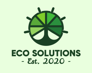 Conservation - Green Steering Wheel Tree logo design