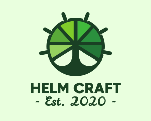 Helm - Green Steering Wheel Tree logo design