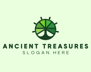 Green Steering Wheel Tree logo design