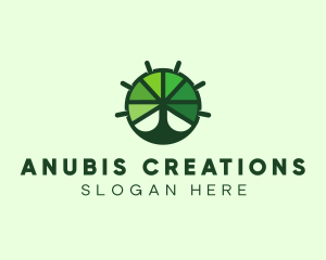 Green Steering Wheel Tree logo design