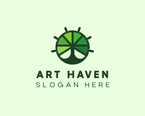 Green Steering Wheel Tree logo design