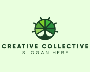 Green Steering Wheel Tree logo design