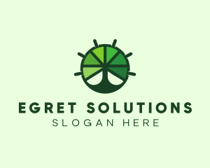 Green Steering Wheel Tree logo design