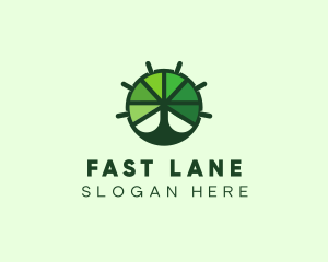 Green Steering Wheel Tree logo design