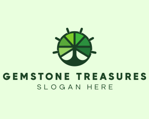 Green Steering Wheel Tree logo design