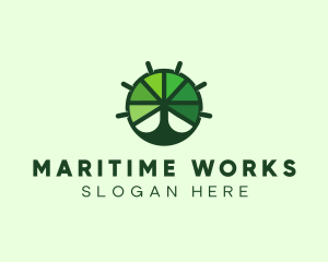 Green Steering Wheel Tree logo design