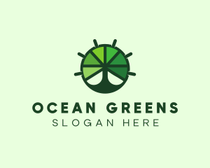 Green Steering Wheel Tree logo design