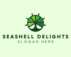 Green Steering Wheel Tree logo design