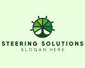 Green Steering Wheel Tree logo design