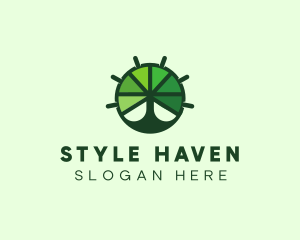 Green Steering Wheel Tree logo design