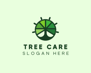 Green Steering Wheel Tree logo design