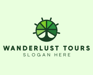 Green Steering Wheel Tree logo design