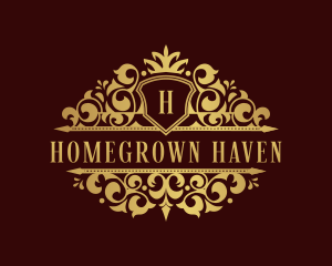 Decorative Shield Crown logo design