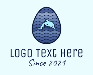 Marine Animal - Dolphin Fish Egg logo design