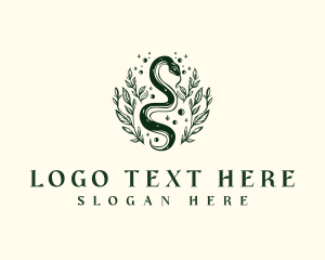 Slithering - Leaf Snake Sparkle logo design