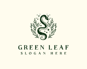 Leaf Snake Sparkle logo design