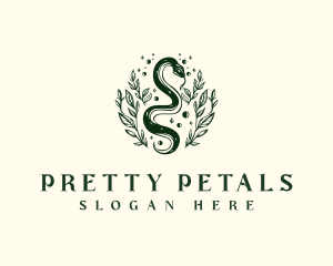 Leaf Snake Sparkle logo design