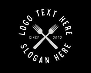 Dinner - Black & White Food Fork logo design