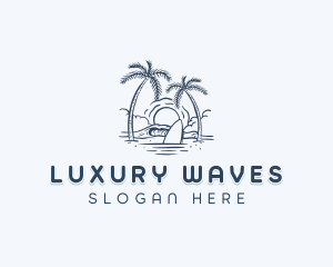 Beach Resort Surfboard logo design