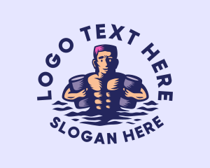 Muscular - Muscular Swimming Instructor logo design