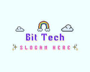 Pixelated Rainbow Sky logo design